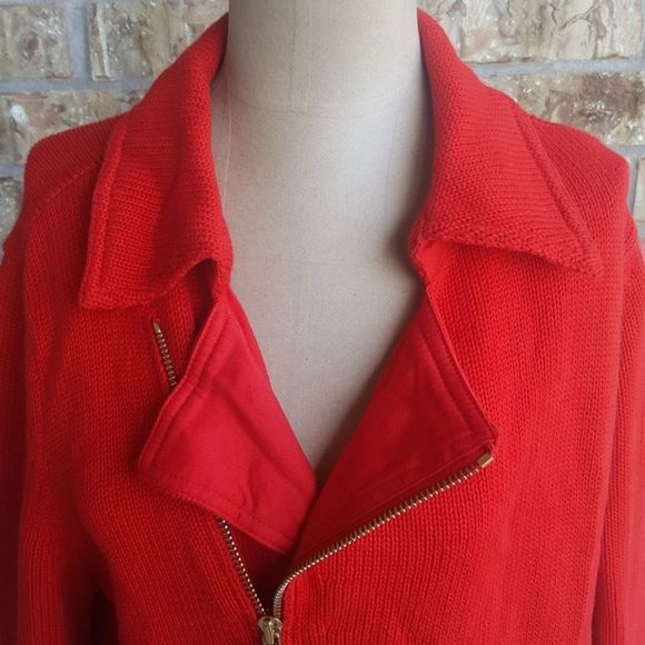 SOLD!! RALPH LAUREN Red Moto Sweater - Size X-Large - Picture 3 of 5